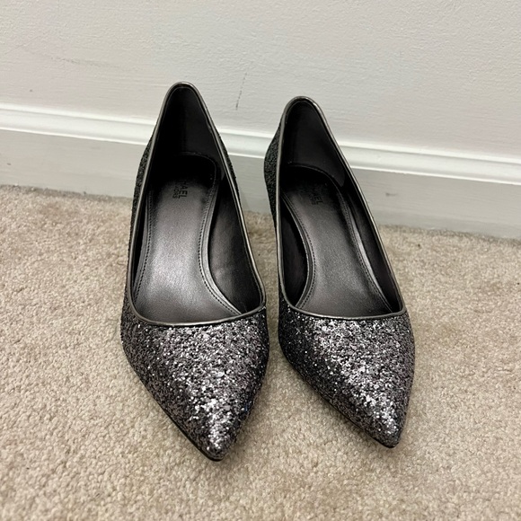 Michael Kors Gun Metal Sparkle Flex Kitten Pump - Picture 2 of 5